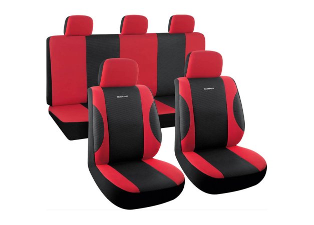 Bormann Σετ Καλύμματα Αυτοκινήτου 9τμχ Πολυεστερικά BWC3100 Μαύρα / Κόκκινα