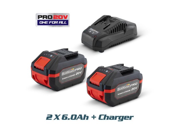 Bormann Pro Σετ 2 Μπαταρίες Λιθίου 20V 6Ah με Φορτιστή