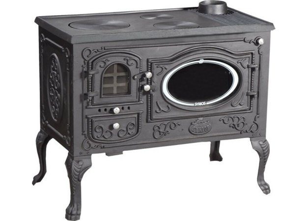 Syrios Tripolis KS-9000 Μαντεμένια Ξυλόσομπα με Φούρνο 9.5kW Μαύρη