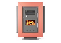 Thermogatz GS 18 Oven Corner με Πλαίσιο Χαλύβδινη Ξυλόσομπα με Φούρνο 18.4kW Κόκκινη