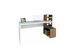 Γραφείο εργασίας PWF-0434 Pakoworld με ραφιέρα λευκό-καρυδί