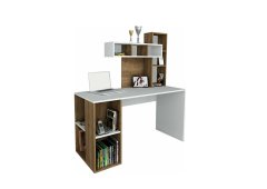 Γραφείο εργασίας PWF-0436 Pakoworld με ραφιέρα λευκό-καρυδί