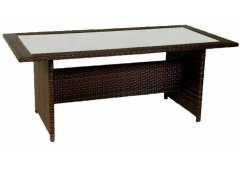 Παραλληλόγραμμο Τραπέζι Rattan Με Τζάμι 150x80x72
