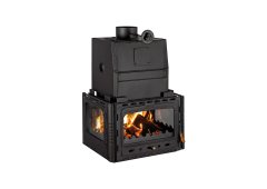 Prity 3C W28 Ενεργειακό Τζάκι Ξύλου Καλοριφέρ 33kW Τρίπλευρο με Πόρτα Ανοιγόμενη Ανοιχτού Δοχείου