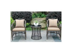 Σετ Τραπεζαρίας Εξωτερικού Χώρου με Μαξιλάρια Wicker 3τμχ