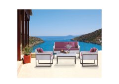 Καθιστικό Σετ Rattan 4 Τεμαχίων Με Ανοξείδωτο Σκελετό