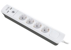 Bulle Πολύπριζο Ασφαλείας 4 Θέσεων με Διακόπτη, 2 USB και Καλώδιο 1.5m Λευκό