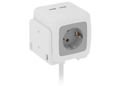 Bulle PowerCube Ασφαλείας 4 Θέσεων με 2 USB και Καλώδιο 1.5m Λευκό
