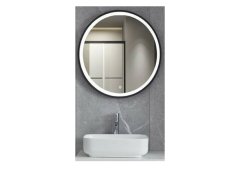Gloria Omikron Στρογγυλός Καθρέπτης Μπάνιου Led 60x60cm Μαύρος 77-0188