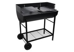 Ψησταριά Κάρβουνου Dan Grill Με Διπλή Σχάρα Και Ρόδες