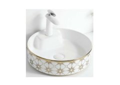 Gloria Star-Gold Επικαθήμενος Νιπτήρας Πορσελάνης 41x41cm Χρυσός