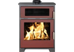 Syrios Chania Χαλύβδινη Ξυλόσομπα με Φούρνο 16.5kW Μπορντό