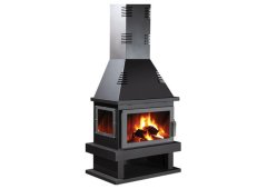 Syrios Tzermiado Panoramic Ενεργειακό Τζάκι Ξύλου Αερόθερμο 19kW Τρίπλευρο με Ανοιγόμενη Πόρτα