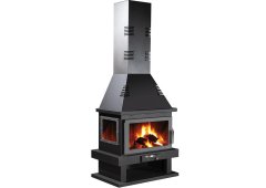 Syrios Tzermiado Panoramic Ενεργειακό Τζάκι Ξύλου 19kW Τρίπλευρο με Ανοιγόμενη Πόρτα