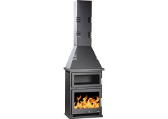 Syrios Sparti Χαλύβδινη Ξυλόσομπα με Φούρνο και Τζάμια στο Πλάι 16.5kW Μαύρη