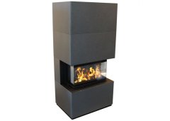 Kratki Heb Indian Ενεργειακό Τζάκι Ξύλου Αερόθερμο 7kW Τρίπλευρο με Ανοιγόμενη Πόρτα Black