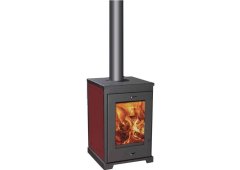 Syrios Pelagos Χαλύβδινη Ξυλόσομπα Καλοριφέρ με Φούρνο 15.2kW Κόκκινη