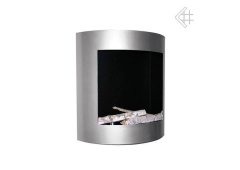 Kratki Rounded Tuv Επιτοίχιο Τζάκι Βιοαιθανόλης Εσωτερικού Χώρου Silver 77.9x26x81cm