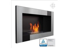 Kratki Golf Qube Tuv Επιτοίχιο Τζάκι Βιοαιθανόλης Εσωτερικού Χώρου Μαύρο 64.8x15x37.4cm