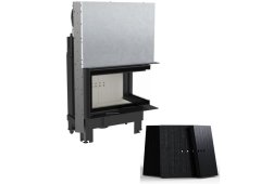 Kratki MBM P BS G Ενεργειακό Τζάκι Ξύλου Αερόθερμο 10kW Δεξιά Γωνία με Συρόμενη Πόρτα Black