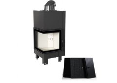 Kratki MBN L BS Ενεργειακό Τζάκι Ξύλου Αερόθερμο 8kW Αριστερή Γωνία με Ανοιγόμενη Πόρτα Black