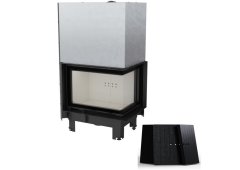 Kratki MBZ P BS G Ενεργειακό Τζάκι Ξύλου Αερόθερμο 13kW Δεξιά Γωνία με Συρόμενη Πόρτα Black