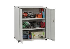 Bizzotto Δίφυλλη Ντουλάπα Μεταλλική με 2 Ράφια Γκρι 80x44x93εκ.