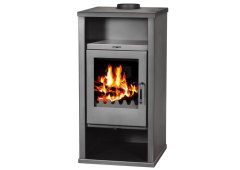 Ntontos Ν.16 Χαλύβδινη Ξυλόσομπα 9kW Γκρι Με Αποθηκευτικό Χώρο για Ξύλα