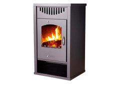 Ntontos Ν.26 Χαλύβδινη Ξυλόσομπα 11.9kW Γκρι Με Αποθηκευτικό Χώρο για Ξύλα