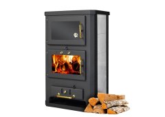 Ntontos N.12A Χαλύβδινη Ξυλόσομπα με Φούρνο 10kW Μαύρη