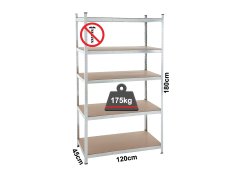 Inox Kiss Ραφιέρα Dexion με 5 Ξύλινα Ράφια Μ120xΒ45xΥ180εκ.