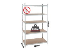 Inox Kiss Ραφιέρα Dexion με 5 Ξύλινα Ράφια Μ120xΒ60xΥ180εκ.