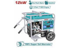 Total 12.000W Επαγγελματική Γεννήτρια Βενζίνης Τετράχρονη με Μίζα και Μέγιστη Ισχύ 15kVA