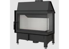 Kratki Zibi P Bs Ενεργειακό Τζάκι Ξύλου Αερόθερμο 11kW Δεξιά Γωνία με Ανοιγόμενη Πόρτα